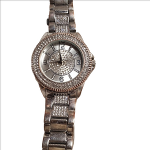 Accutime Silver Stainless Steel Rhinestone Watch